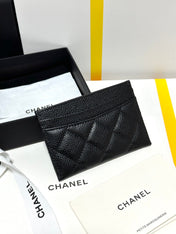 QUILTED CLASSIC CARD HOLDER 11 IN BLACK CAVIAR SKIN
