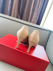TROMPETTE BALLERINAS PUMPS IN NUDE SHINY CALFSKIN GOLD BUCKLE