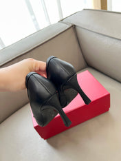 TROMPETTE BALLERINAS PUMPS IN BLACK SHINY CALFSKIN GOLD BUCKLE