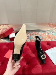 VIV CANARD ANKLE BOOTS IN BLACK PATENT CALFSKIN
