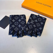 FINGERLESS GLOVES IN BLACK MONOGRAM DENIM AND LAMBSKIN 460108