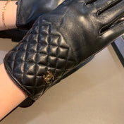 GLOVES IN BLACK LAMBSKIN WITH GOLD LOGO 462263