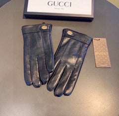 GLOVES IN BLACK CALFSKIN AND FLEECE LINING 465014