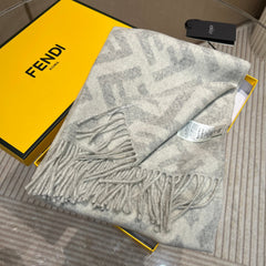 FF 140 CM PONCHO LIGHT GREY MIX WHITE WOOL AND SILK