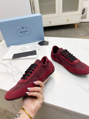 COLLAPSE SNEAKERS IN BURGUNDY RED SUEDE AND NYLON