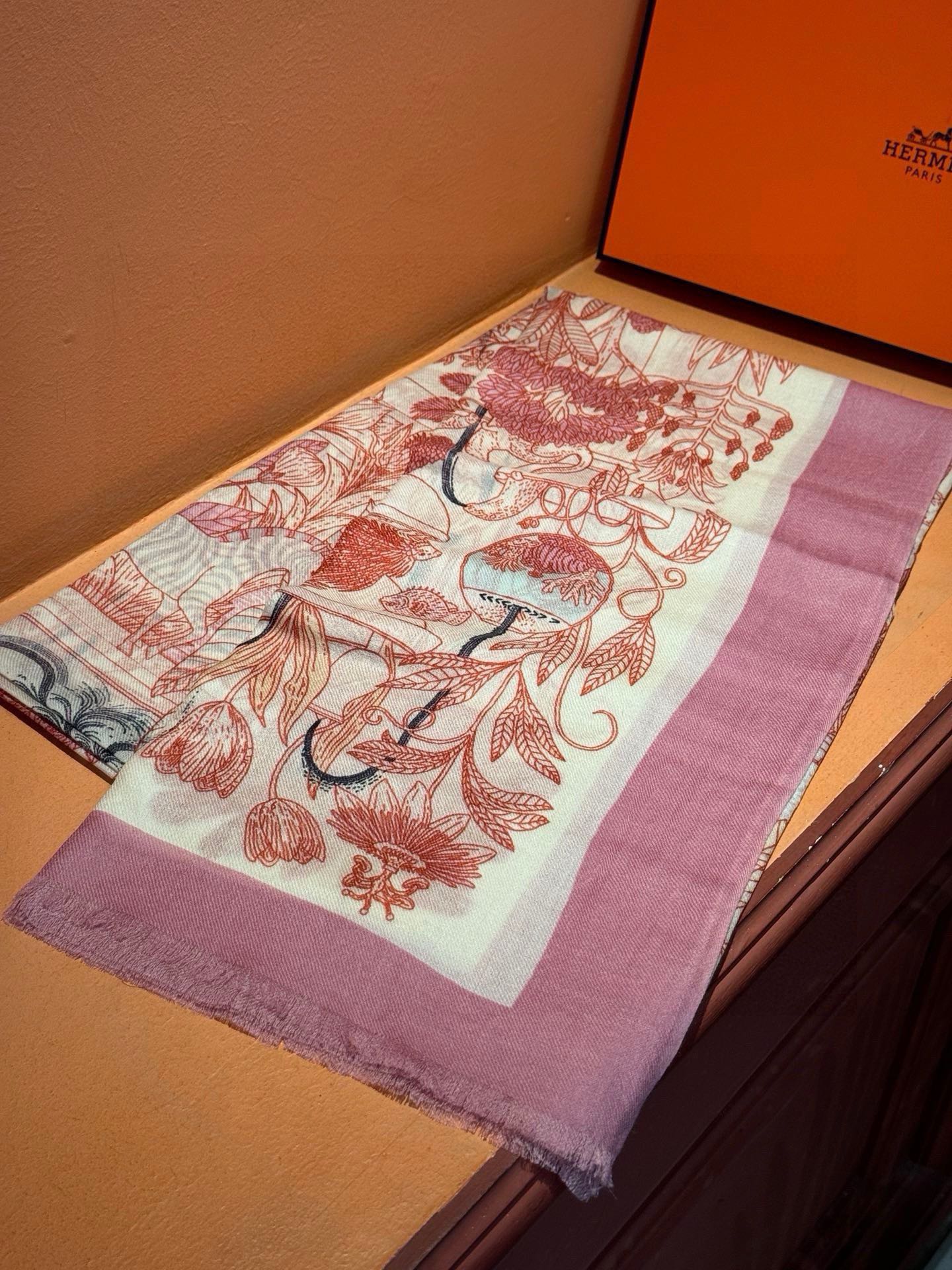 EXOTIC PARADISE CASHMERE SCARF 200 CM CREPE PINK MIX COLORFUL CASHMERE