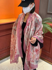 EXOTIC PARADISE CASHMERE SCARF 200 CM CREPE PINK MIX COLORFUL CASHMERE