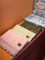 SCARF 180 CM IN OLIVE GREEN MONOGRAM CASHMERE 394642