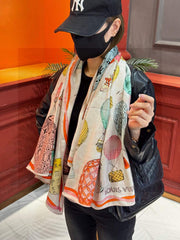 LV SCARF 140 CM IN WOOL MIX SILK 735799