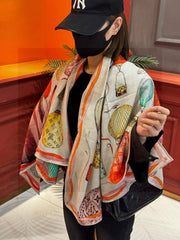 LV SCARF 140 CM IN WOOL MIX SILK 735799