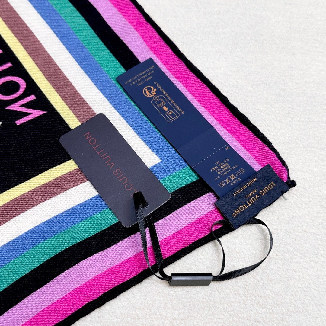 LV SCARF 134 CM IN WOOL MIX SILK 703623