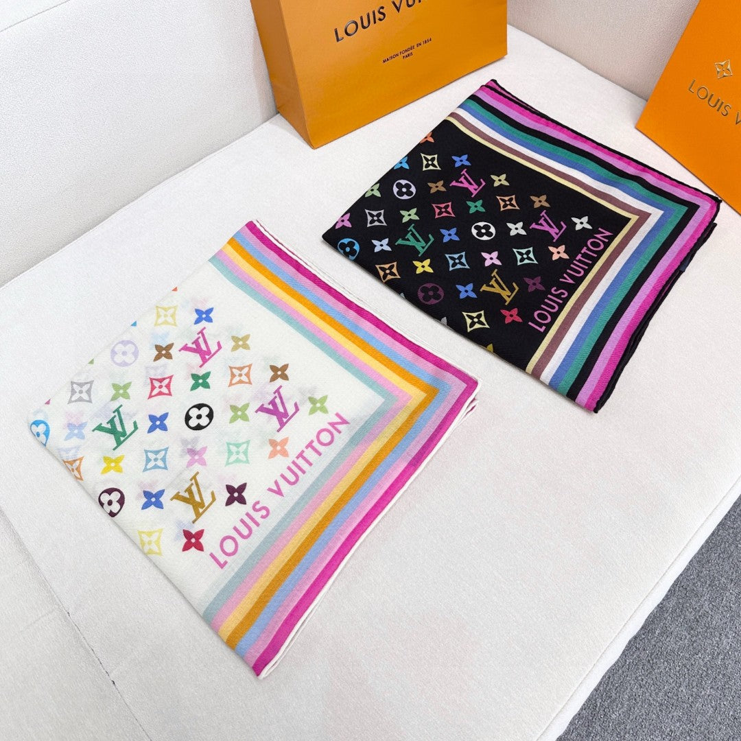 LV SCARF 134 CM IN WOOL MIX SILK 703623