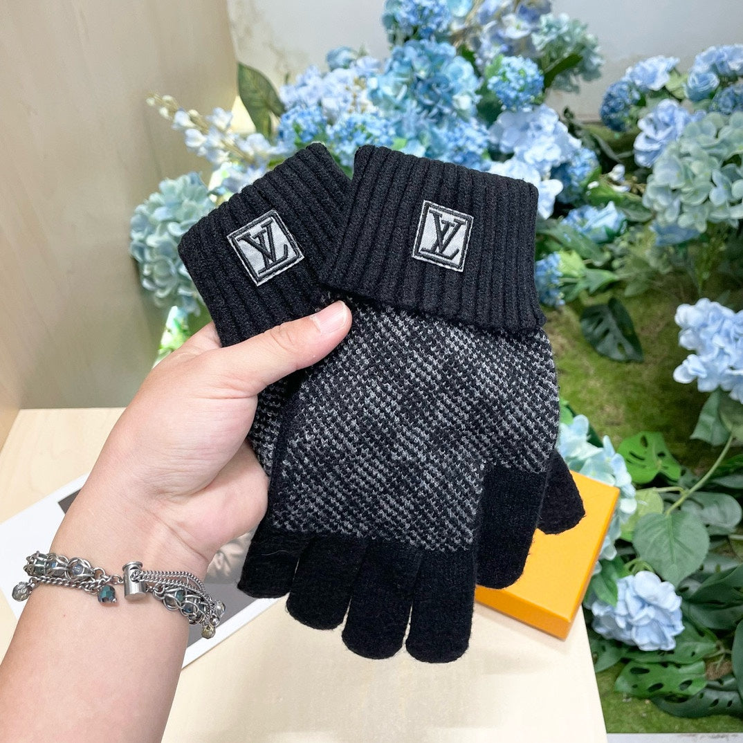 LV GLOVES IN BLACK WOOL 462428