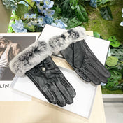 GLOVES IN BLACK LAMBSKIN WITH RABBIT FUR 465072