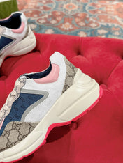 GG RHYTON TRAINER LIGHT BROWN AND PINK CALFSKIN