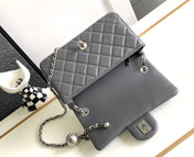 CC MINI 20 FLAP BAG IN DARK GREY CALFSKIN