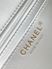 CC MEDIUM 25 FLAP BAG IN WHITE WOOL TWEED