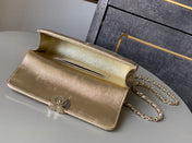 CHANEL 25S KELLY BAG 18 IN GOLD METALLIC LAMBSKIN WITH GOLD HARDWARE