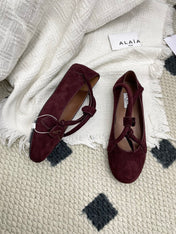 ALAIA 26S BALLET TECKEL IN DARK RED SUEDE