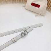 Vlogo Buckle Water Wave Silver Copper Glossy White Leather 20mm Belt