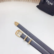 Medium Western Belt 25mm Black Calfskin Gold Loop Ghw