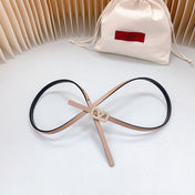 VL Belt 8mm Buckle Gold Diamond Leather Beige Black