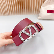 Vlogo Brown Black White Stone Silver Buckle Belt 40mm Wine Beige Leather