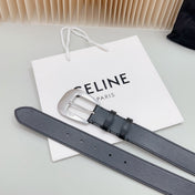LARGE WESTERN 35 MM BELT BLACK CALFSKIN SILVER HARDWARE