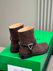 BOTTEGA VENETA 26S ANKLE BOOTS IN DARK BROWN SUEDE