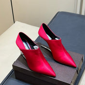 ALAIA 26S TRANSPARENT HIGH HEELS IN RED SATIN