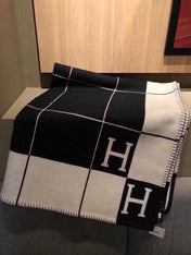 AVALON III THROW BLANKET 175 CM IN BLACK WOOL AND CASHMERE 351744