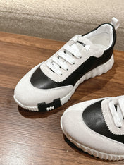 MAINLAND SNEAKER IN PALE GRAY SUEDE AND BLACK CALFSKIN