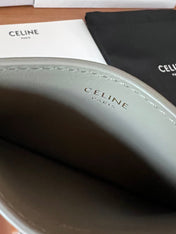 CELINE 25S CARD HOLDER WITH TRIOMPHE LOGO 11 IN GRAY CALFSKIN