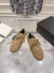 PRADA 26S COLLAPSE SNEAKERS IN BROWN CANVAS
