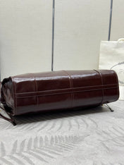 PRADA 25S BONNIE EXTRA-LARGE 42 IN DARK BROWN GLOSSY CALFSKIN GOLD HARDWRE