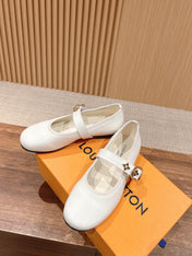 MARY JANE FLAT IN WHITE CALFSKIN