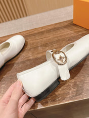 MARY JANE FLAT IN WHITE CALFSKIN