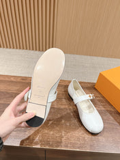 MARY JANE FLAT IN WHITE CALFSKIN