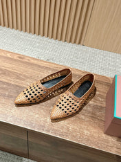 LP POINTED-TOE BALLET FLATS 25S IN LIGHT BROWN LAMBSKIN