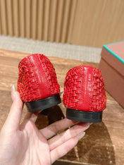 LP POINTED-TOE BALLET FLATS 25S IN RED LAMBSKIN