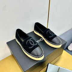 CC ESPADRILLES PLATFORM 25S IN BLACK VELVET MIX CALFSKIN