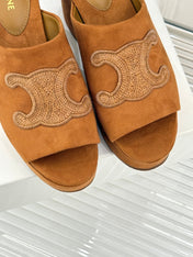 ELENA MULE IN PEANUT BROWN VELVET