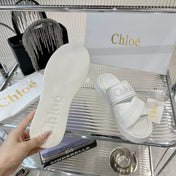MILA FLAT SLIDES 5 CM IN WHITE CALFSKIN AND RE-NYLON