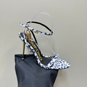 PADLOCK POINTY SANDAL 10 CM IN WHITE MIX ROYAL PURPLE CALFSKIN