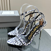 PADLOCK POINTY SANDAL 10 CM IN WHITE MIX ROYAL PURPLE CALFSKIN