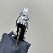 PADLOCK POINTY NAKED SANDAL 10 CM IN WHITE MIX IRIS PURPLE CALFSKIN