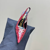ANGELINA 10 CM SLINGBACK IN SCARLET RED CROCODILE PATTERN CALFSKIN