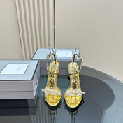 HIGH-HEELED 10 CM SANDAL IN GOLD LAMBSKIN