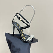 HIGH-HEELED 10 CM SANDAL IN BLACK LAMBSKIN