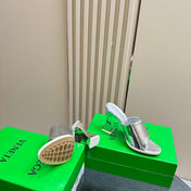 HIGH MULE 95 MM IN SILVER CALFSKIN